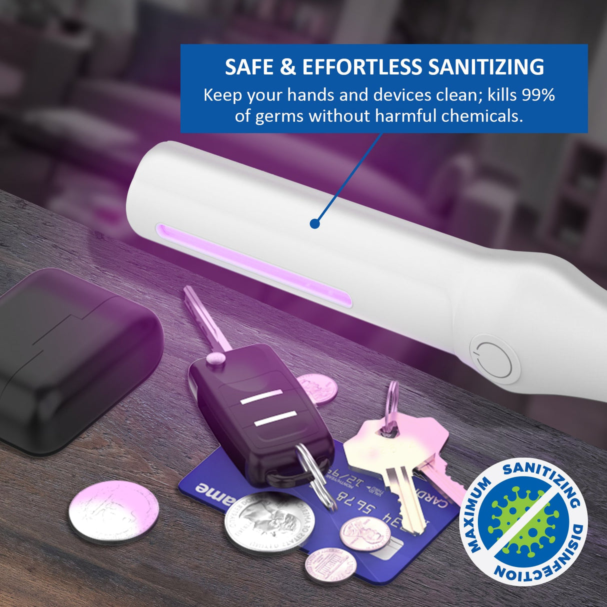 Portable UV Sanitizer Wand with UV-C Light Disinfection