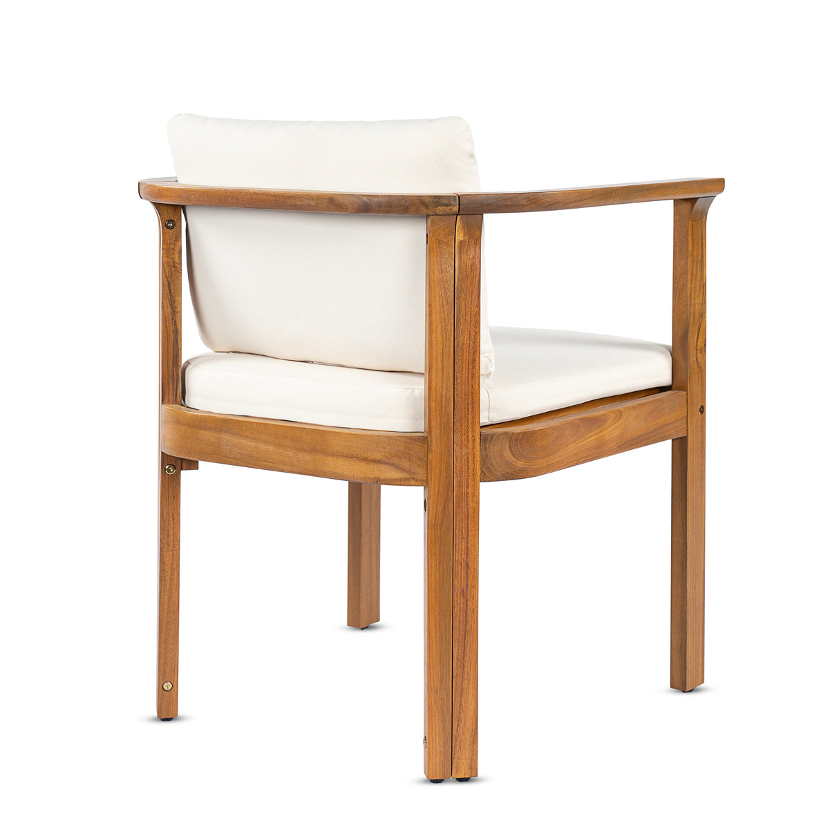Outdoor Dining Chair Set of 4 with Curved Acacia Wood Arms