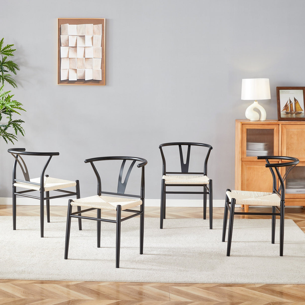 Wesborn Chair - Y-Shaped Medieval Style Armchair for Dining Table, Set of 4