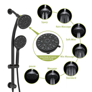 Multi Function Dual Shower Head Shower System With 4.7" Rain Showerhead, 7 Function Hand Shower, Adjustable Slide Bar