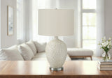 Contemporary Cream Ceramic Table Lamp 28"