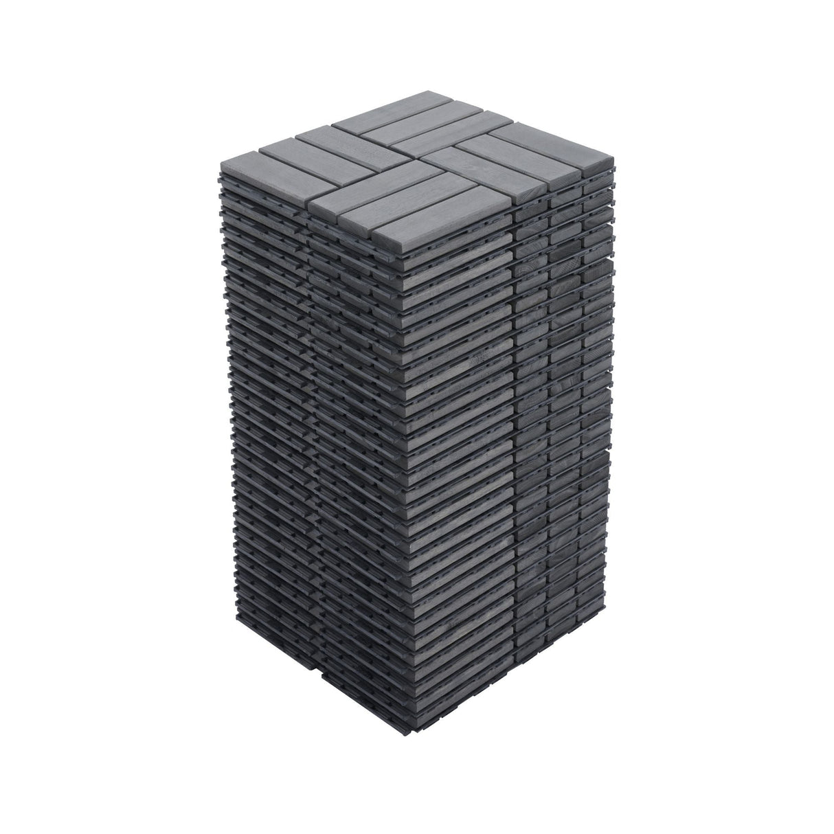 Acacia Wood Interlocking Deck Tiles Checker Pattern For Outdoor Flooring