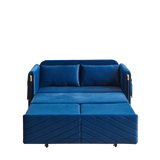 Convertible Velvet Loveseat Sleeper with Arm Storage and Adjustable Back