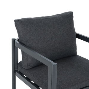 7 Piece Outdoor Dining Set With Table And 6 Chairs - Black / Gray / Teak