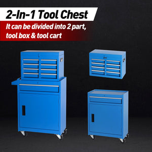 5-Drawer Rolling Tool Storage Cabinet with Detachable Top Toolbox