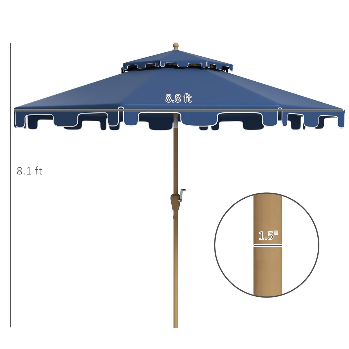 Outsunny 9' Patio Umbrella with Push Button Tilt and Crank