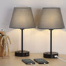 Bedside Table Lamps Set of 2 with USB Ports for Bedroom Nightstand Lighting