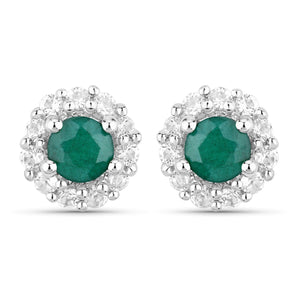 1.81 Carat Dyed Emerald and White Topaz .925 Sterling Silver Jewelry Set