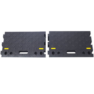 Heavy Duty Plastic 4" High Portable Automotive Curb Ramp For Cars & Wheelchairs Interlocking Design - Black