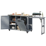 K&K 78.3' Outdoor Kitchen Island with Foldable Grill Table