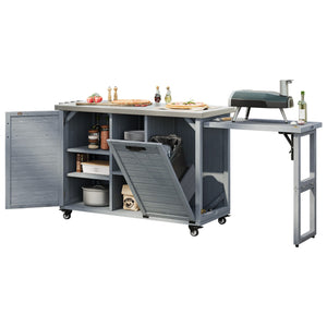 K&K 78.3' Outdoor Kitchen Island with Foldable Grill Table