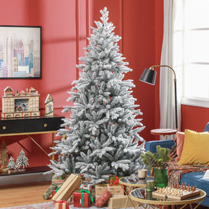 HOMCOM 7ft Snow Flocked Artificial Christmas Tree