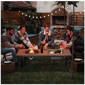 3 In 1 Outdoor Propane Fire Pit Table 50, 000 BTU With Ice Bucket - Gray