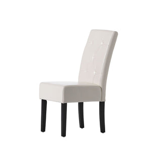 Carter - 5 Tuft Dining Chair With Button Tufted Backrest And Espresso Legs - Ivory