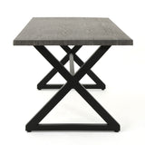Rolando outdoor aluminum dining table with steel frame, grey / black