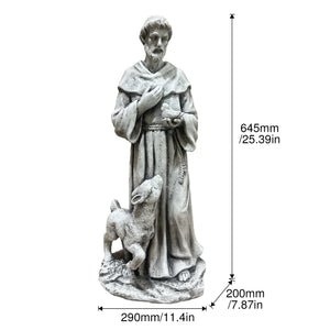 Magnesium Oxide Saint Statue With Lamb Weatherproof Religious Sculpture