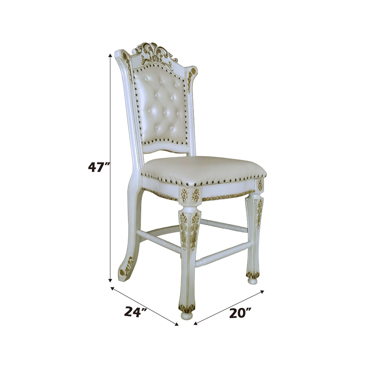Vendome Antique Counter Height Chair Set of 2 - White