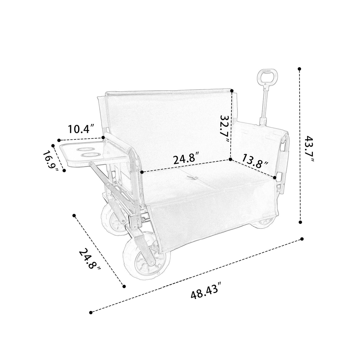 3 in 1 Folding Wagon with Bench Seat and Rear Mounted Tabletop - Orange