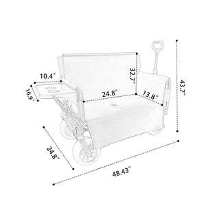3 in 1 Folding Wagon with Bench Seat and Rear Mounted Tabletop - Orange