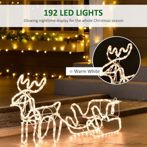 Outsunny 35' LED Reindeer Sleigh Outdoor Christmas Decoration