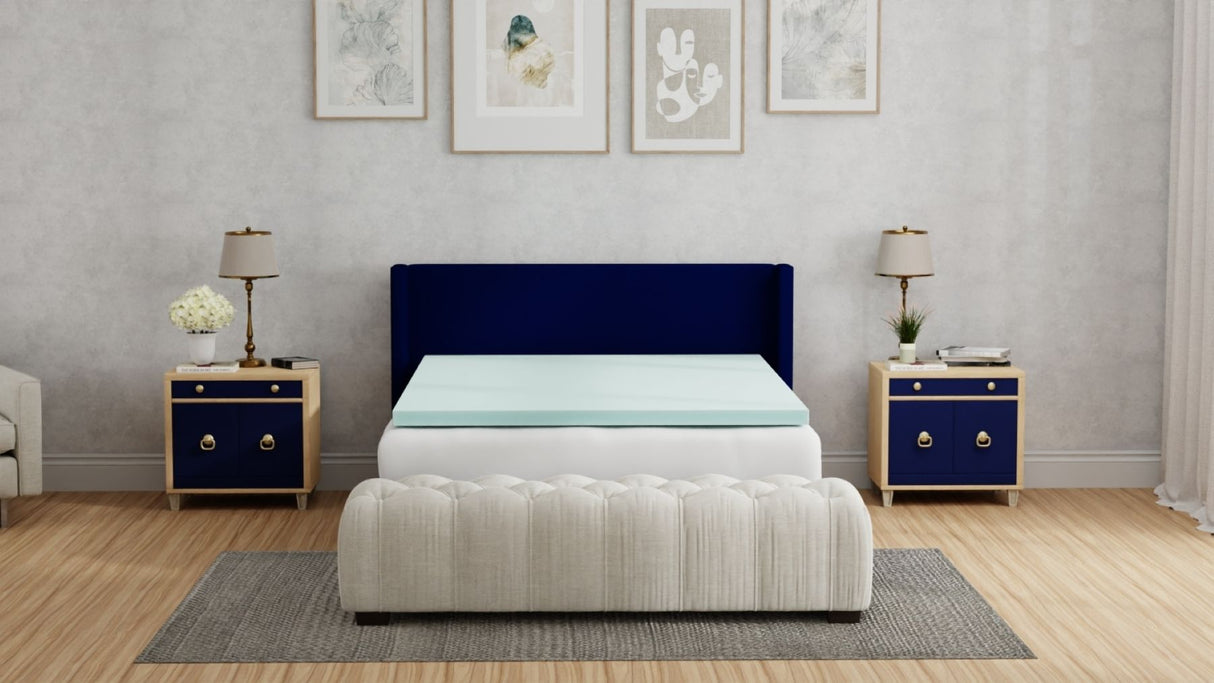 Omne Sleep Plush 3 Inch Twin Memory Foam Cooling Mattress Topper
