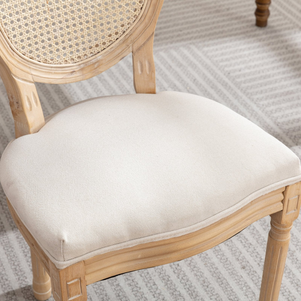 A&A French Style Solid Wood Frame Dining Chairs Set of 2