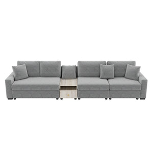 Modular Sofa Couch With Storage Armrest and Center Console
