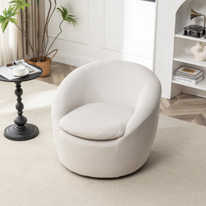 Winnie Modern Teddy Fabric Barrel Chair, 360° Swivel