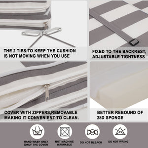 2-Piece Outdoor Chaise Lounge Cushion Set, Grey/White