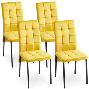 High Back Nordic Dining Chair Modern Fabric Chair With Legs (Set of 2)