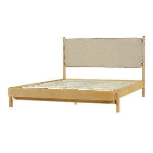 Premium Rubber Wood Platform Bed Frame, Queen Size with Headboard