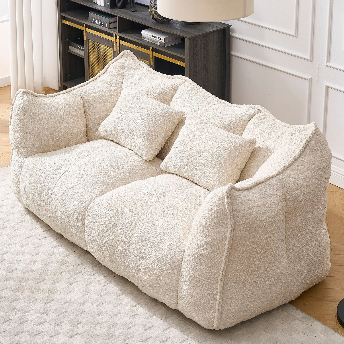 Comfortable Dual Beanbag Chair With High Resilience Foam Core For 2 People