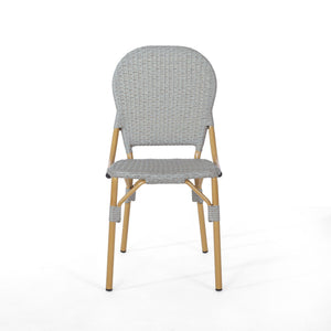 Outdoor Rattan And Aluminum Armless French Bistro Chairs (Set of 2) - Dark Gray