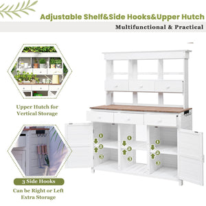 TOPMAX 65.7'' Tall Garden Potting Bench Table with Hutch