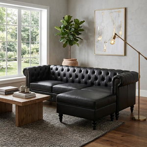 U-style 85" Modern 4-Seater L-Shaped Sectional Sofa with Storage Ottoman