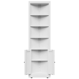 Tall Corner Storage Cabinet With 2 Doors, 5-Tier With Adjustable Shelve, Freestanding - White