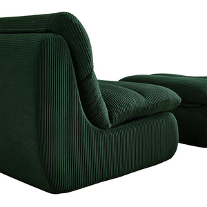 Modern Compressed Lounge Chair with Ottoman - Cozy Corduroy Recliner