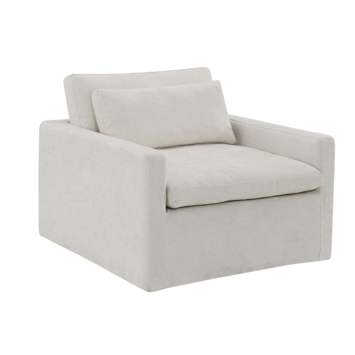 Frederick Ivory Fabric Swivel Chair w/Pillow