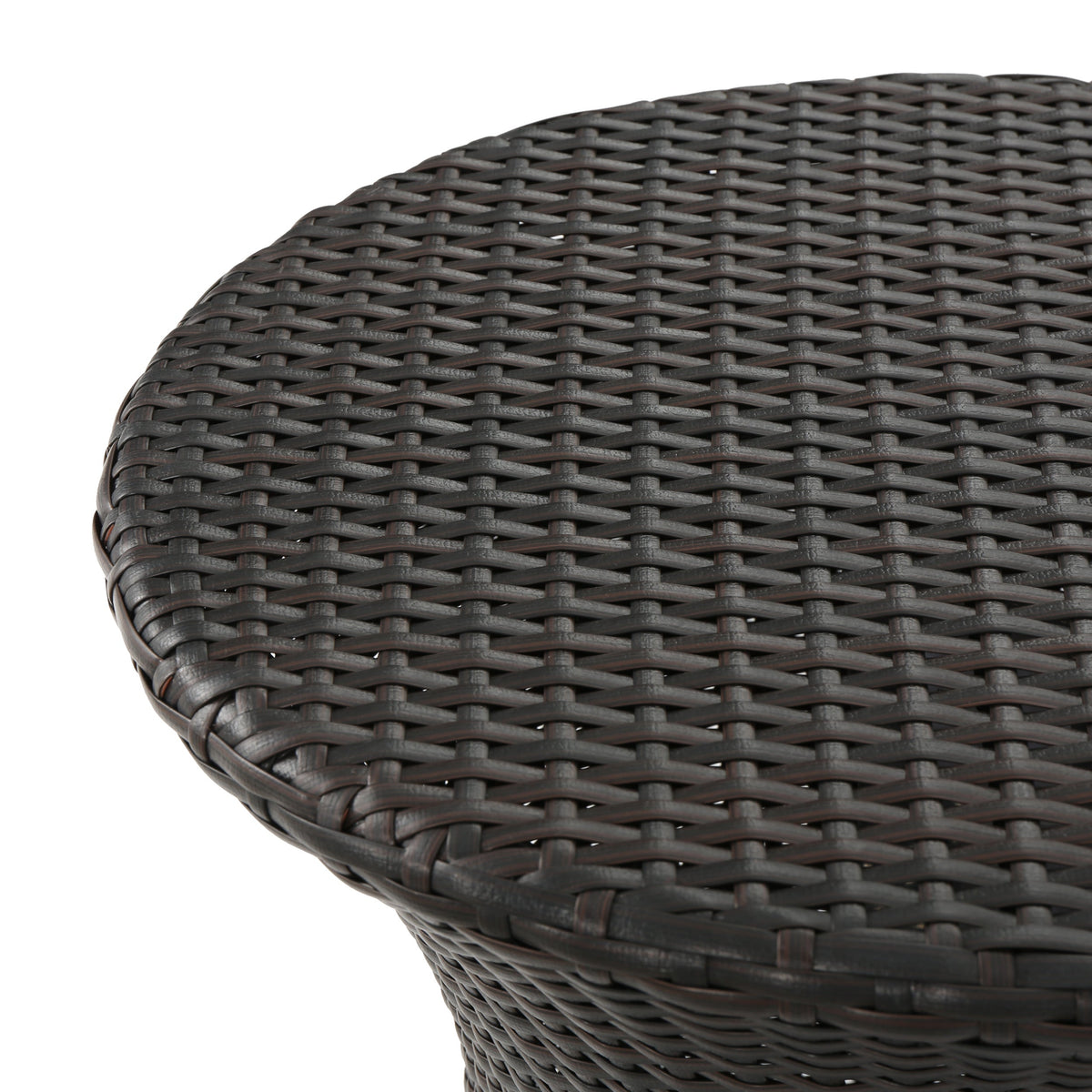 19" Kono Hourglass End Table with Durable PE Rattan - Brown Multi