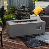 42" Propane Gas Fire Pit Table, 50000 BTU Rectangular Steel Fire Pit with Glass Wind Guard - Gray