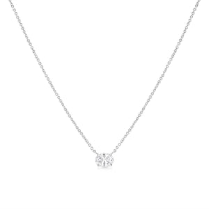 14K White Gold 1/2 Cttw Lab Grown Oval Shape Solitaire Diamond East West 18" Pendant Necklace (E-F Color, VS1-VS2 Clarity)