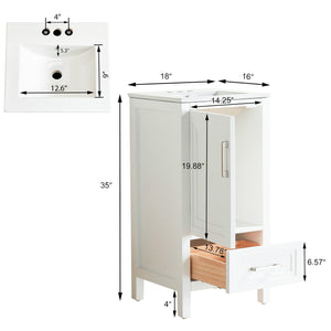 Fully Assembled 18'' Bathroom Vanity with Custom Handles - Solid Wood