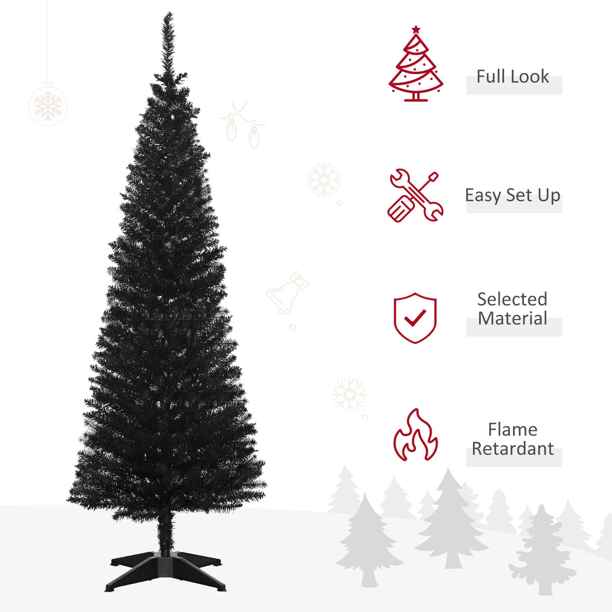 HOMCOM 5' Artificial Pencil Christmas Tree