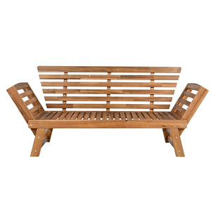 Topmax Outdoor Adjustable Patio Wooden Daybed Sofa Chaise Lounge with Cushions