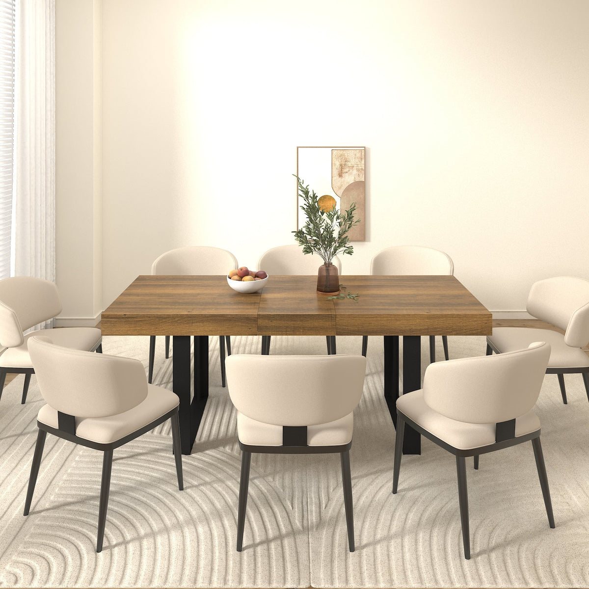 Rectangle Extendable Dining Table for 6-10 People