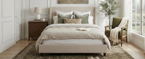 52.7" Tall Wingback Upholstered King Size Platform Bed Frame