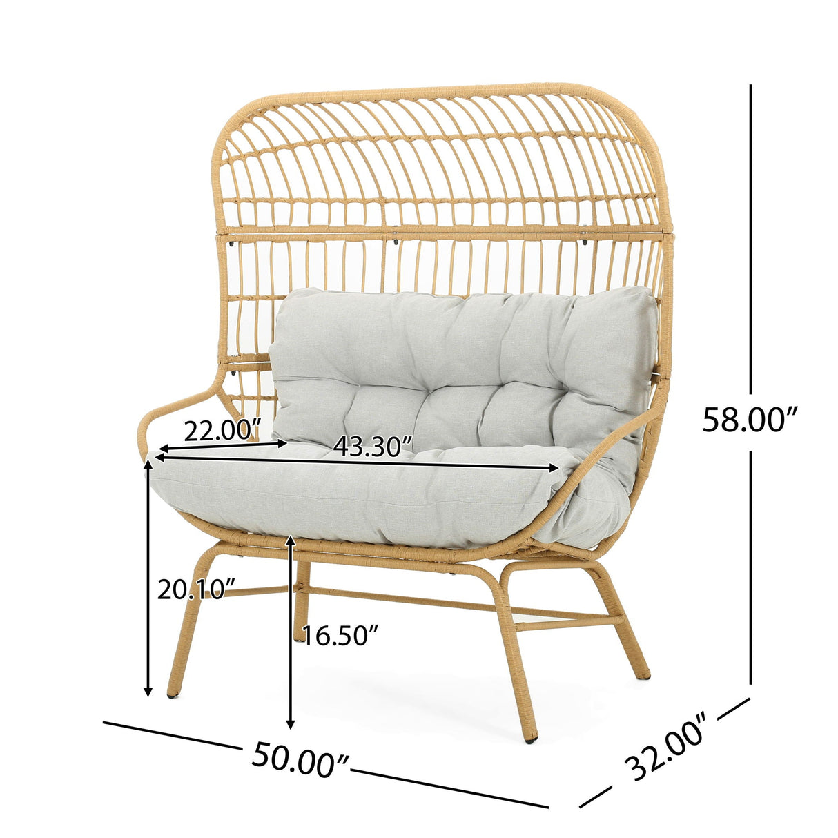 Palos Outdoor Wicker Loveseat - Light Brown