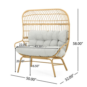 Palos Outdoor Wicker Loveseat - Light Brown