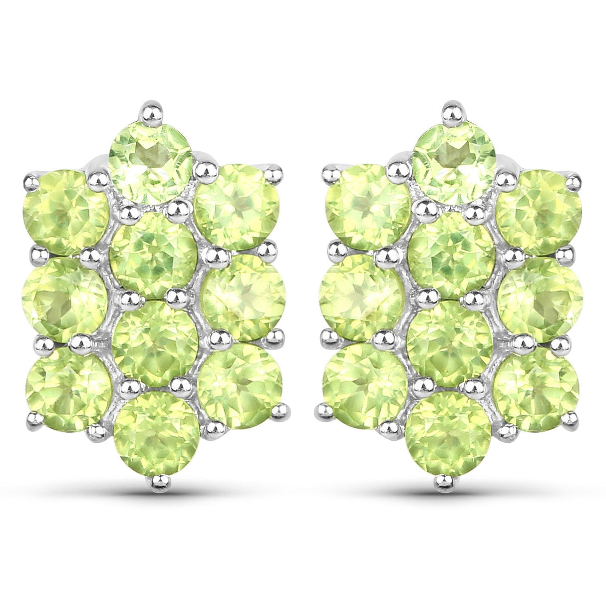 6.80 Carat Genuine Peridot .925 Sterling Silver 3 Piece Jewelry Set (Ring, Earrings, and Pendant w/ Chain)