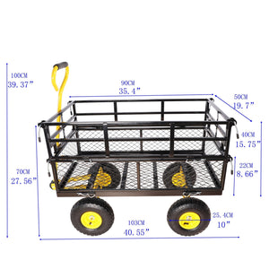 Outdoor Wagon Cart with Metal Frame - Green
